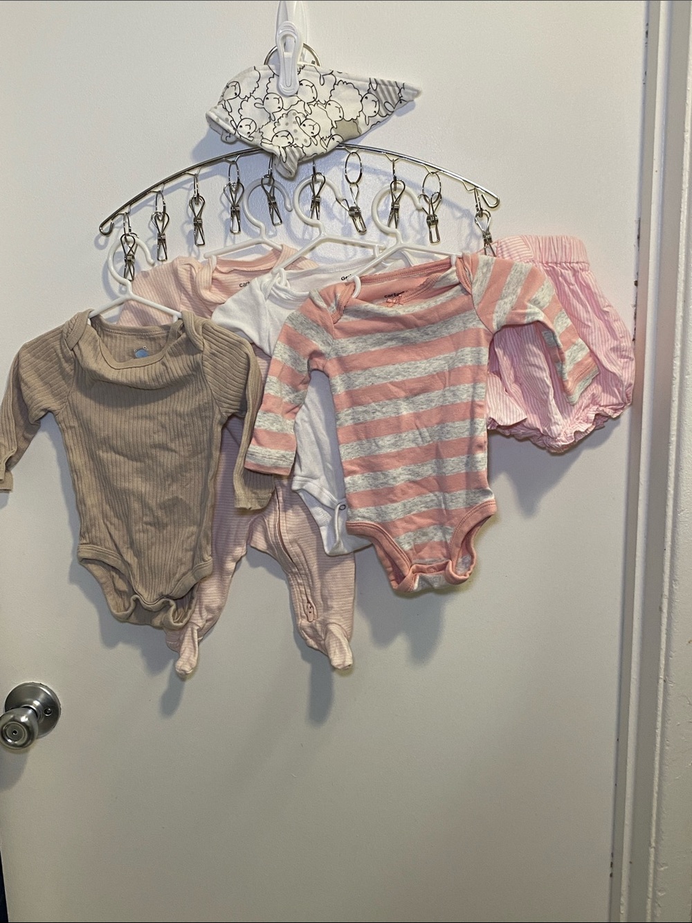 Carter's Pink & Neutral Striped Long-Sleeve Baby Bodysuit Set, with other brands
